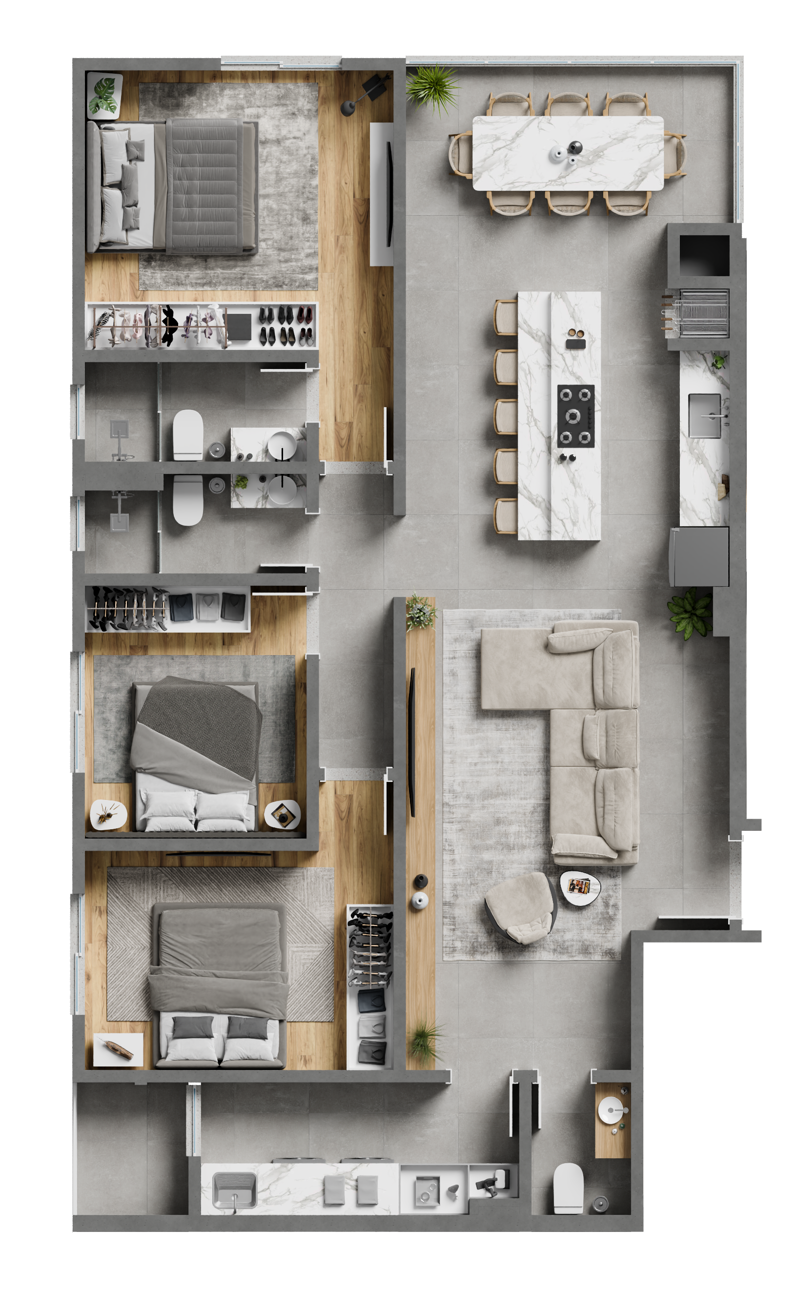 Planta Tipo 01 — 109 m²